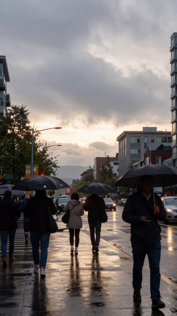 Early Morning in Vancouver at As First Light Reaches The Scene in in Vancouver, British Columbia, Canada