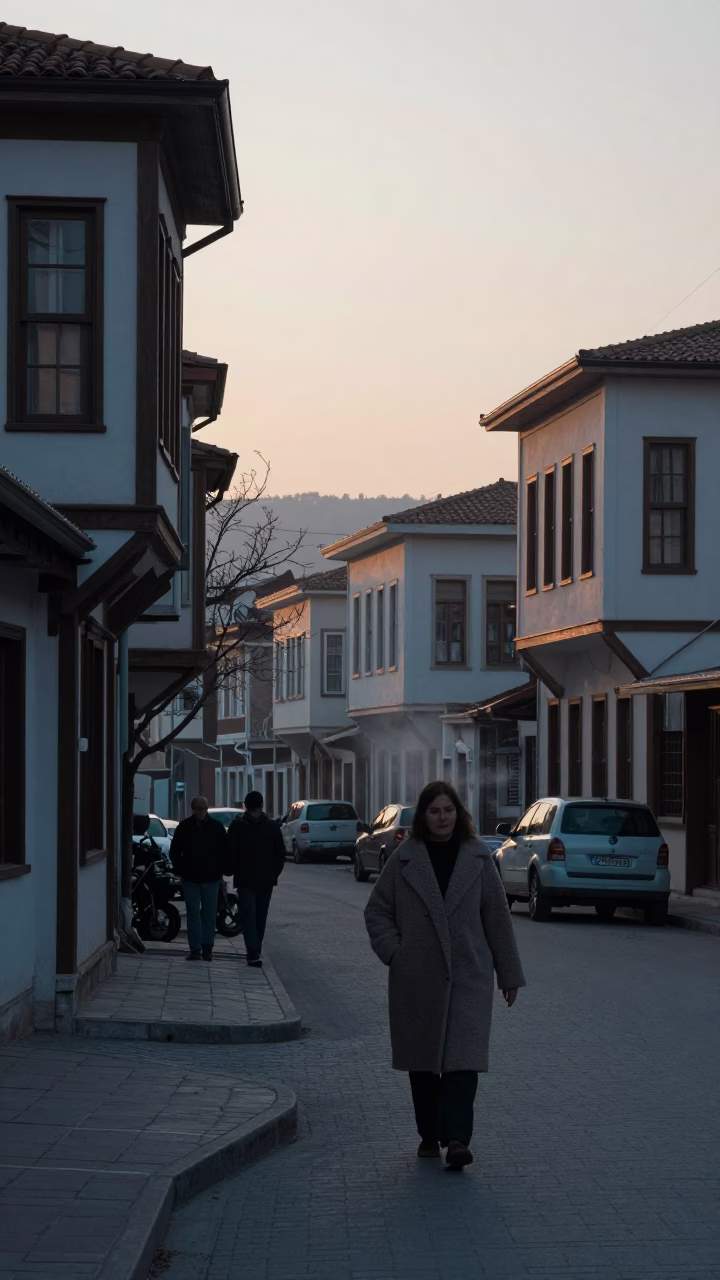 Early Morning Izmir Turkey Street Scene Before Sunrise with Vintage Details in in Izmir, Turkey