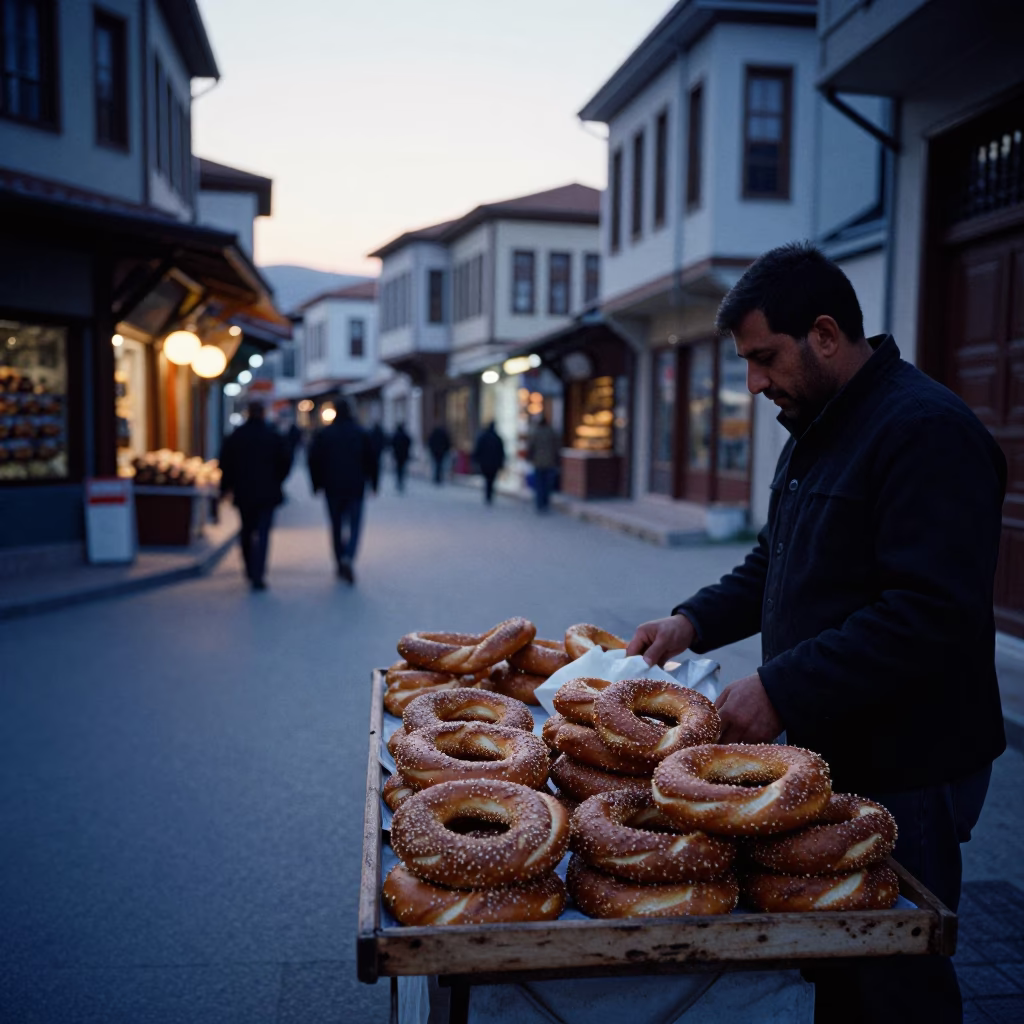 Early Morning Izmir Turkey Street Scene with Local Vendor and Urban Architecture in in Izmir, Turkey
