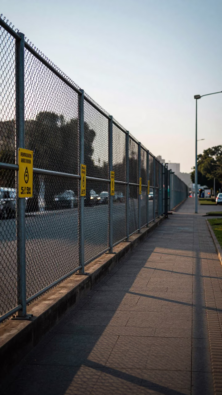 Early Morning Johannesburg Street Scene with Substation Fence and Dew Drops in in Johannesburg, South Africa