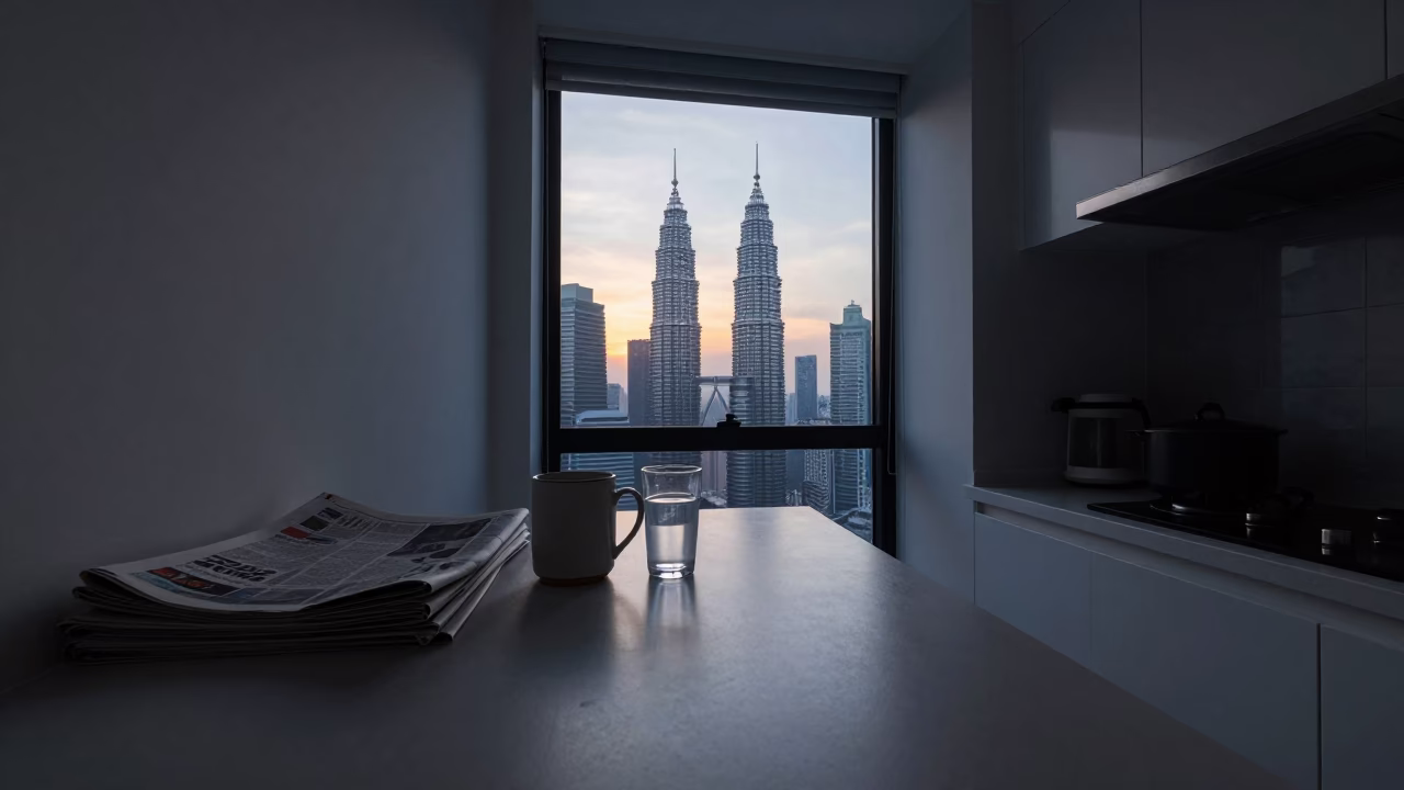 Early Morning Kitchen Scene in Kuala Lumpur Malaysia Before Sunrise in in Kuala Lumpur, Malaysia