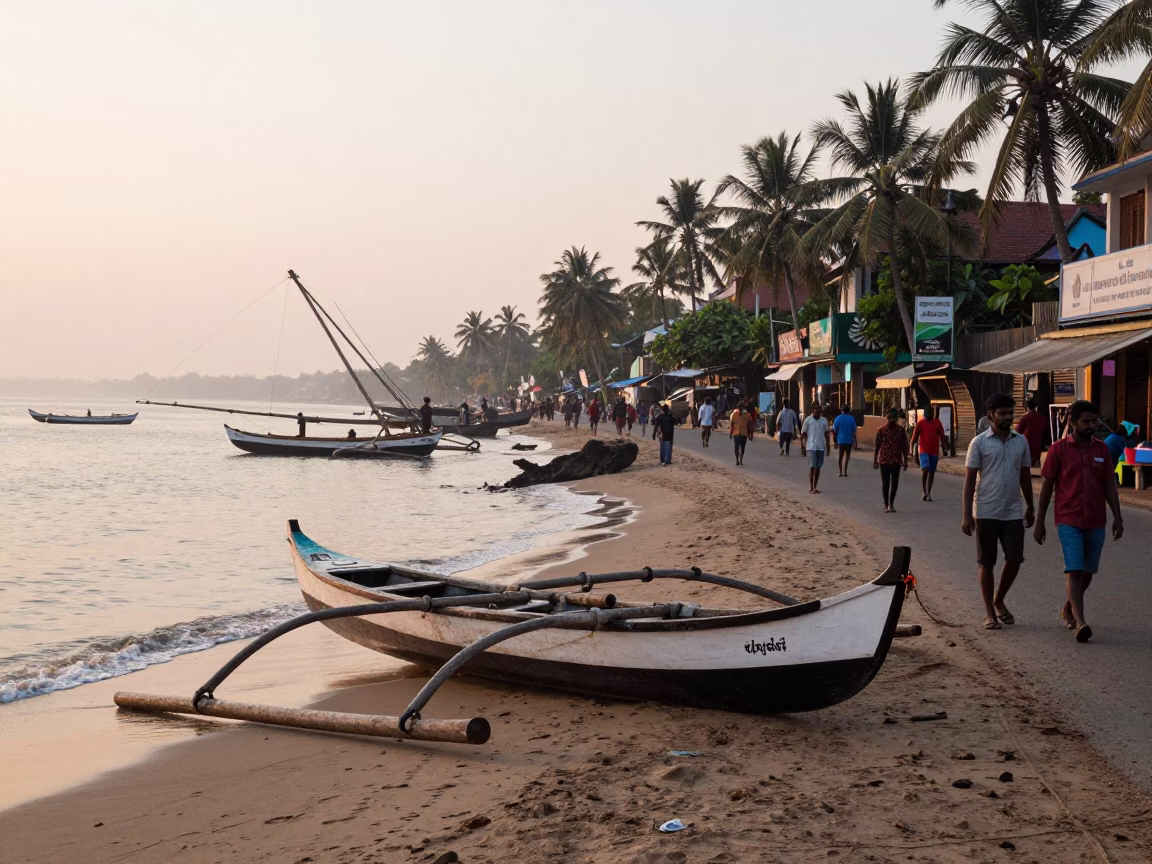 Early Morning Kochi Street Scene with Fishing Prau and Salt Shaker in in Kochi, India