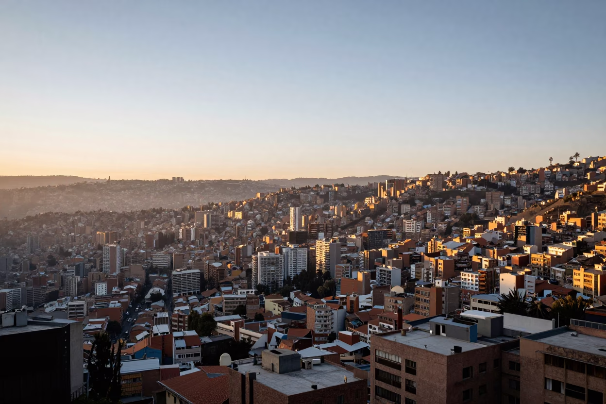 Early Morning La Paz Bolivia Urban Landscape and Horizon Shot in in La Paz, Bolivia