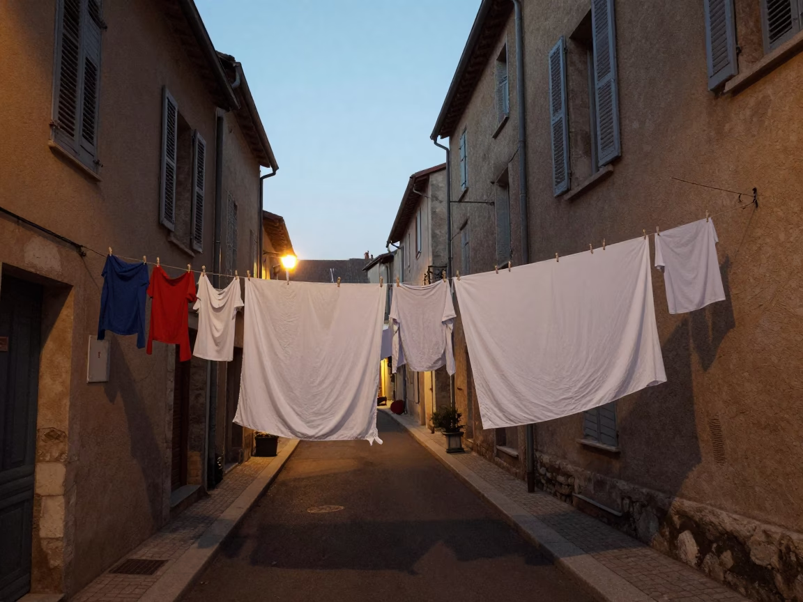 Early Morning Laundry and Street Life in Nice France Before Dawn in in Nice, France