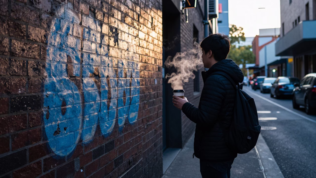 Early Morning Light on Commuter in in Melbourne, Victoria, Australia