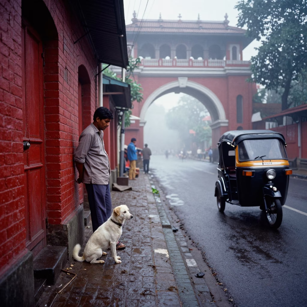 Early Morning Light on Dog in Kolkata in in Kolkata, India