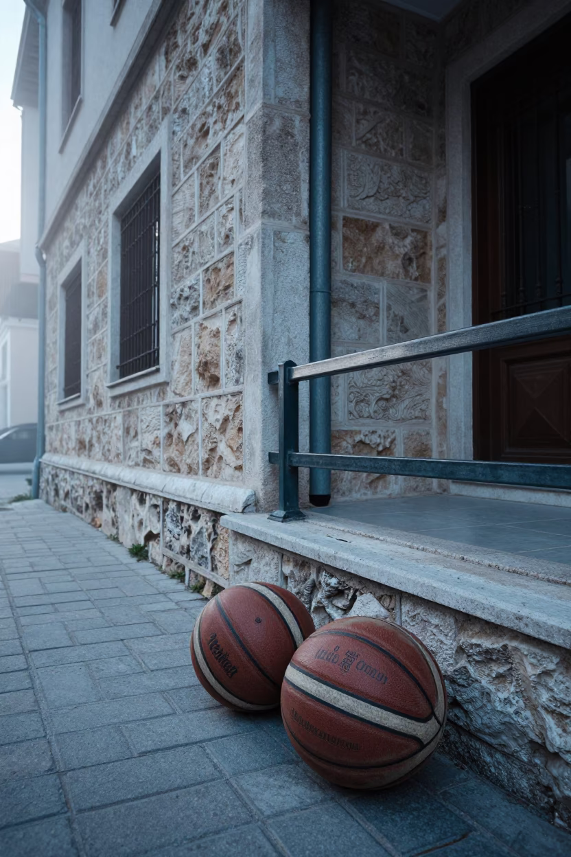 Early Morning Light on Leather Basketballs in Izmir in in Izmir, Turkey