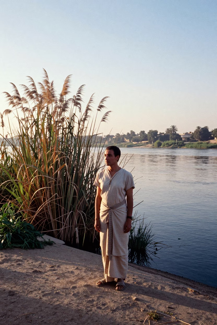 Early Morning Light on Papyrus Stands Along the Nile Riverbank in Luxor Egypt in in Luxor, Egypt