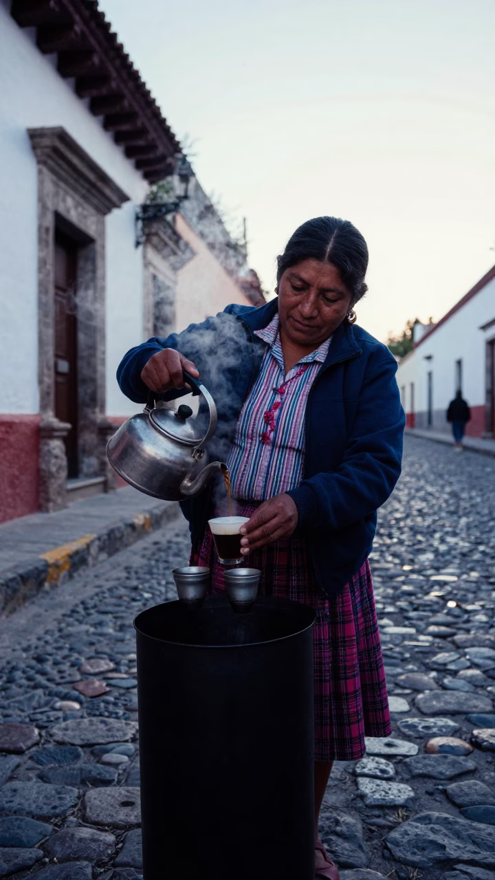 Early Morning Light on Preparing Coffee in Oaxaca in in Oaxaca, Mexico