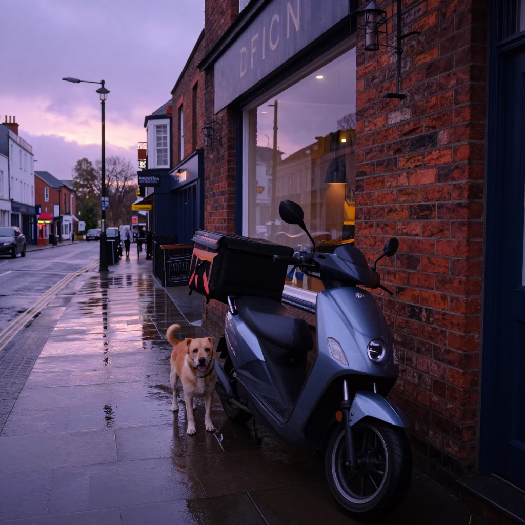 Early Morning Light on Scooter in in Bristol, United Kingdom