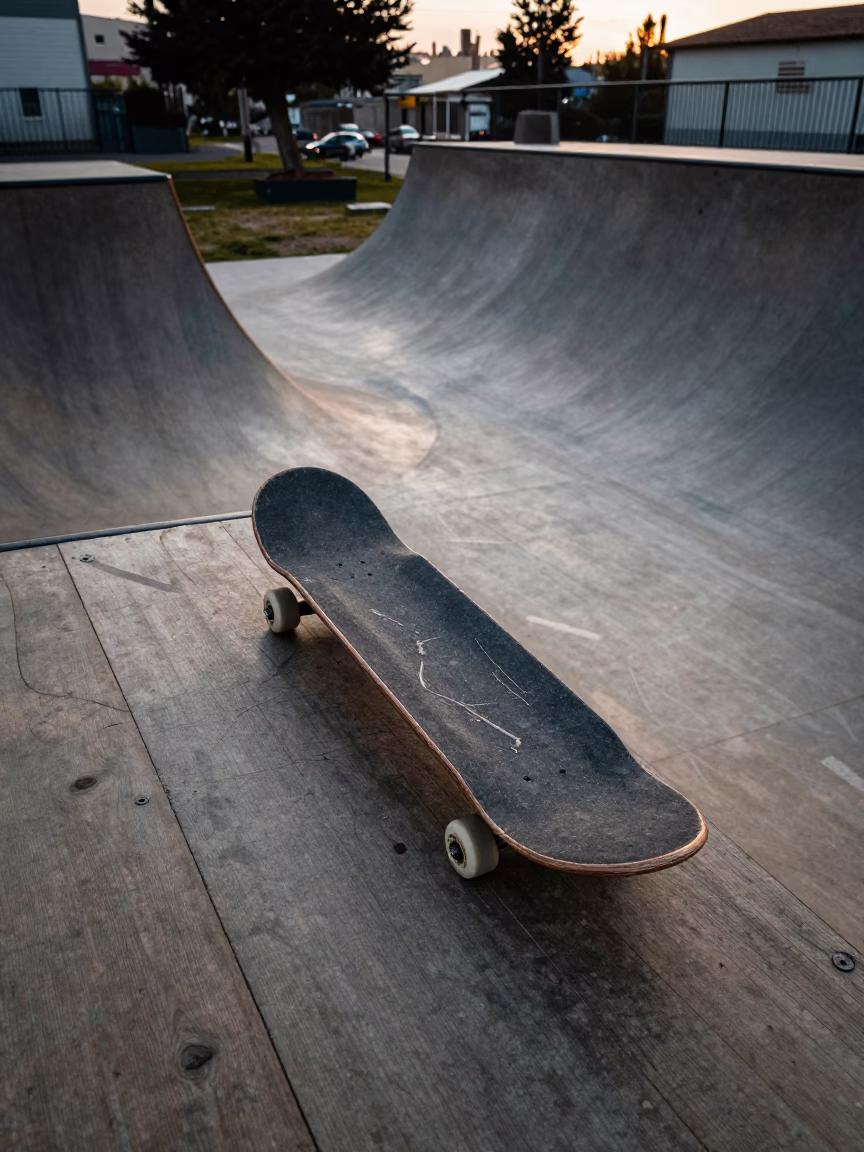 Early Morning Light on Skateboard in Valparaiso in in Valparaiso, Chile
