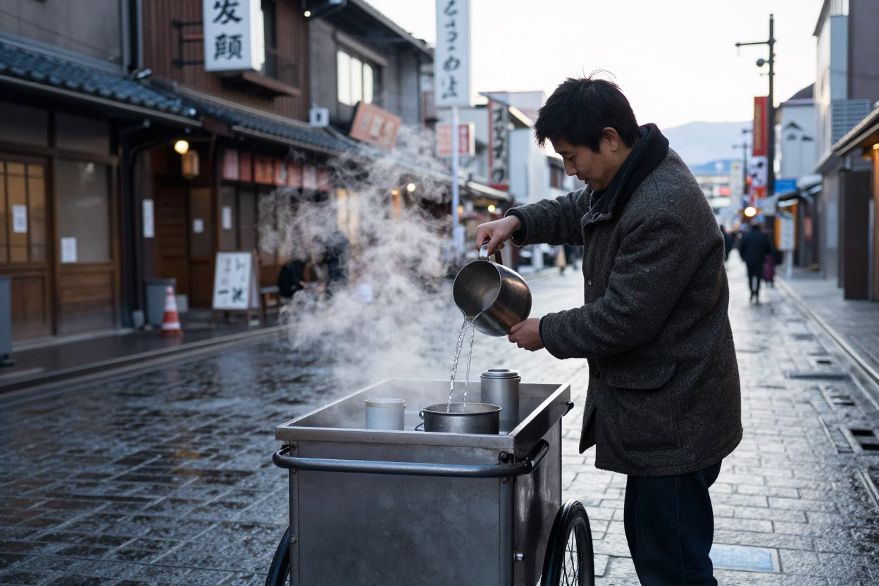 Early Morning Light on Street Scene in Sapporo in in Sapporo, Japan