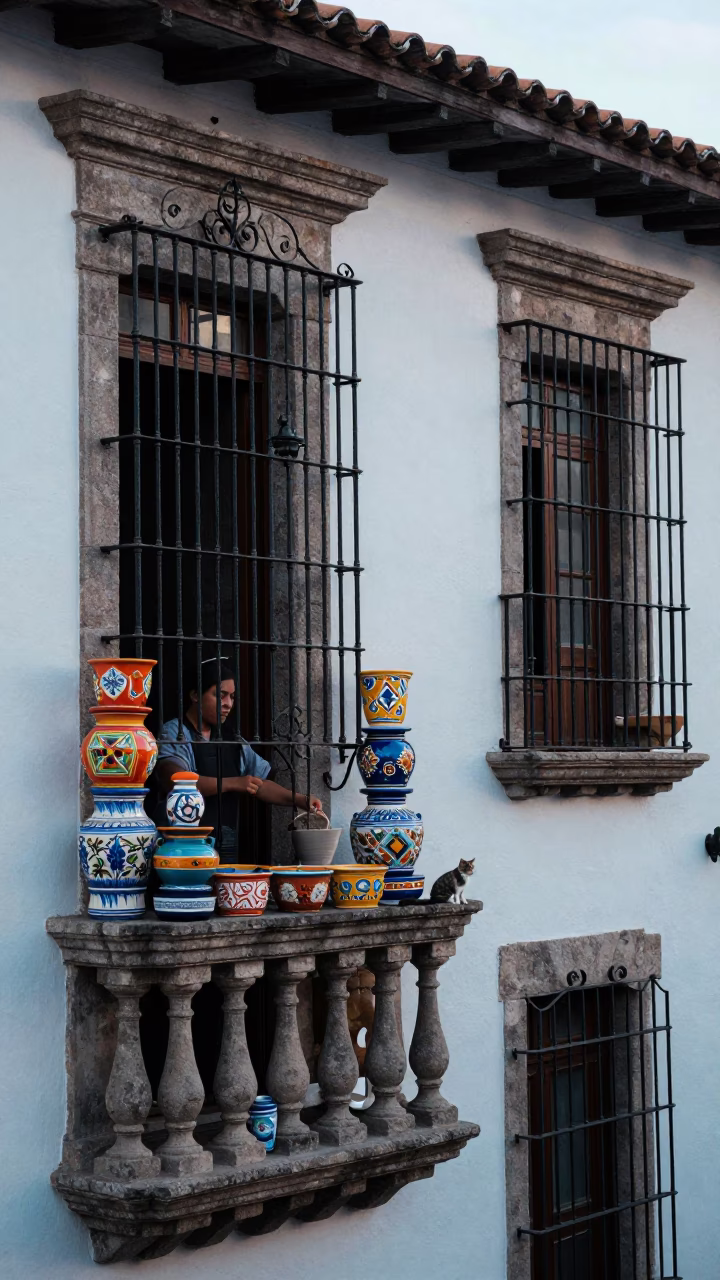 Early Morning Light on Vendor in Quito in in Quito, Ecuador
