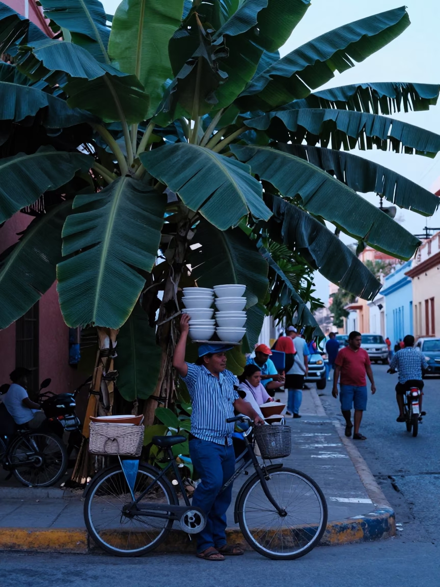 Early Morning Light on Vendor in in Cartagena, Colombia