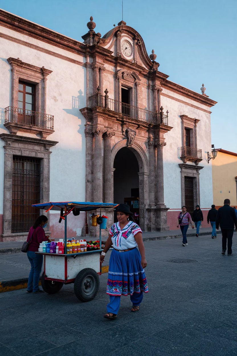 Early Morning Light on Woman in Merida in in Merida, Mexico