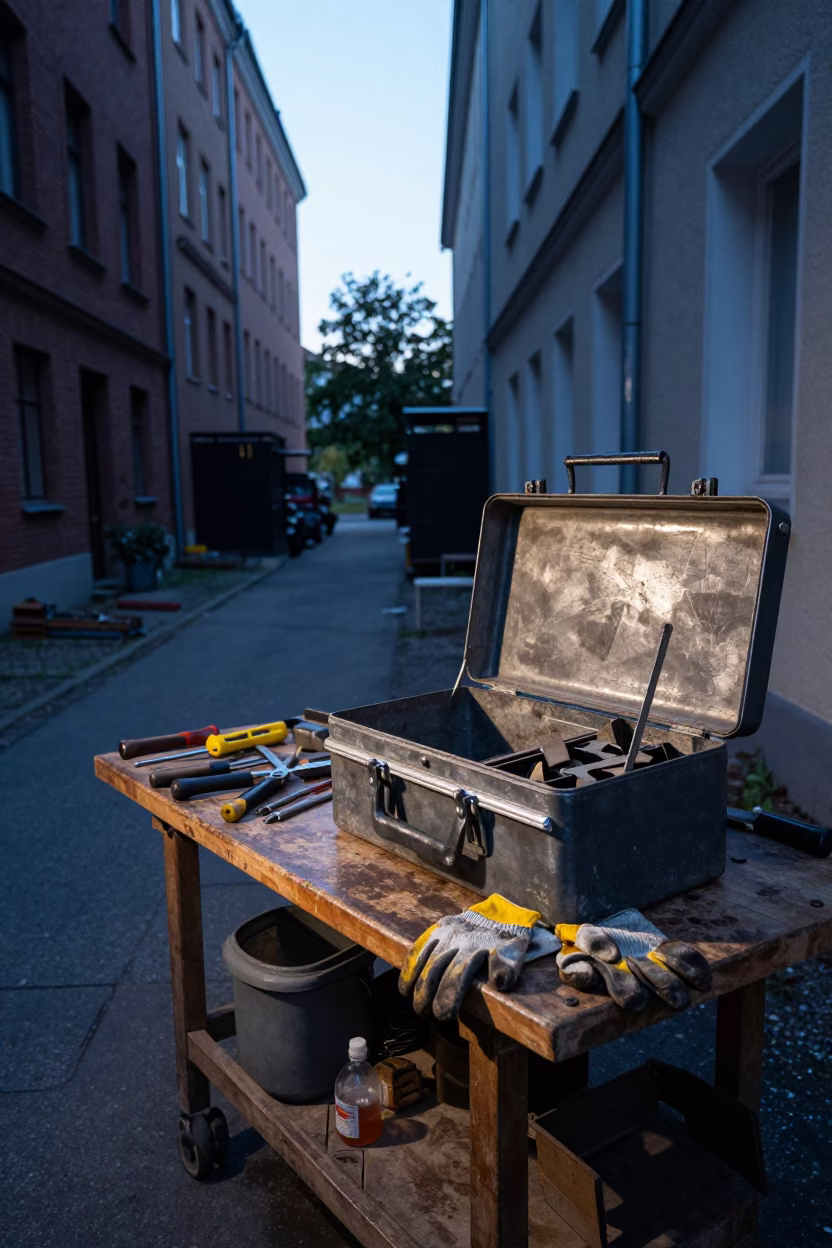 Early Morning Light on Workbench in Berlin in in Berlin, Germany