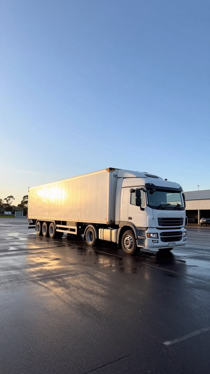 Early Morning Loading Dock Activity with Semi-Trailer in Adelaide South Australia in in Adelaide, South Australia, Australia