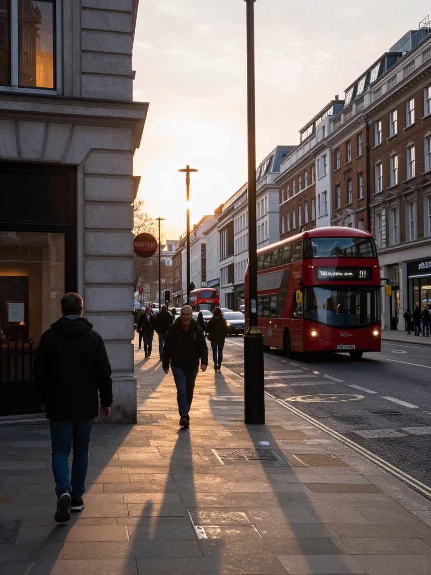Early Morning London Street Scene with Window Light and Glass Bottle Neck in in London, United Kingdom
