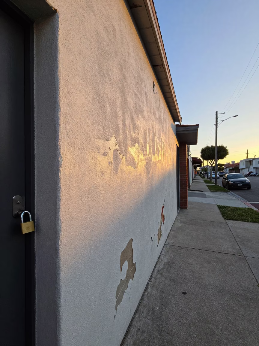 Early Morning Los Angeles Street Scene with Doorframe and Padlock Detail in in Los Angeles, California, United States
