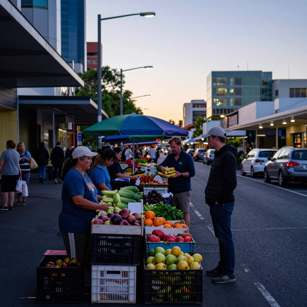 Early Morning Market Activity in Adelaide South Australia Before Sunrise in in Adelaide, South Australia, Australia