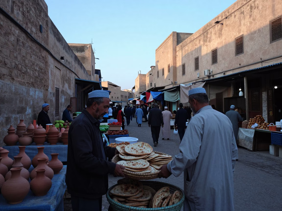 Early Morning Market Activity in Fez Morocco Before Sunrise in in Fez, Morocco