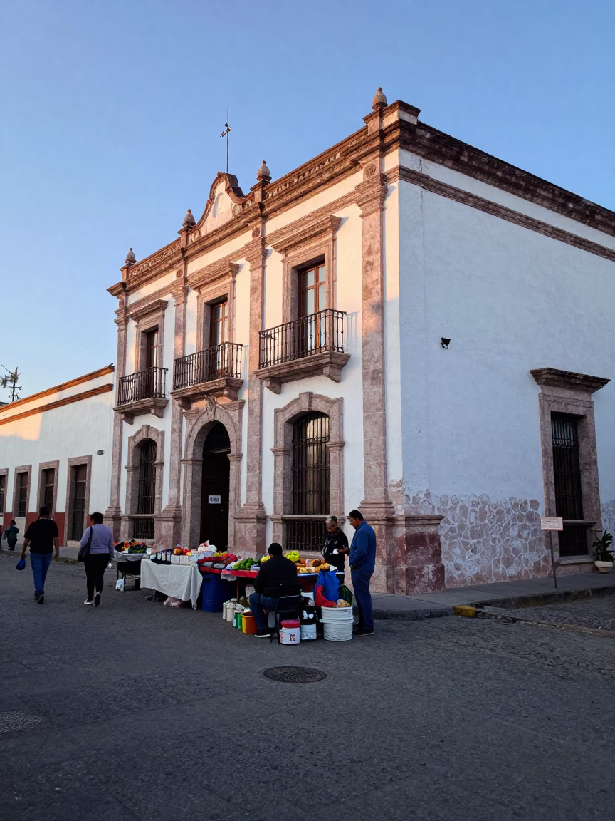 Early Morning Market Scene in Merida Mexico with Local Vendor and Apron in in Merida, Mexico