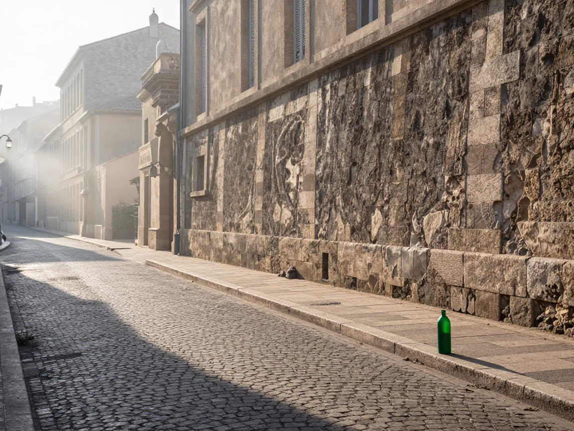 Early Morning Marseille Street Scene with Watering Bottle and Local Life in in Marseille, France