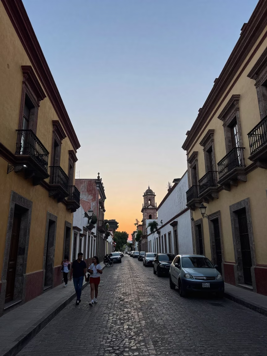 Early Morning Mexico City Street Scene with Chai and Local Breakfast in in Mexico City, Mexico