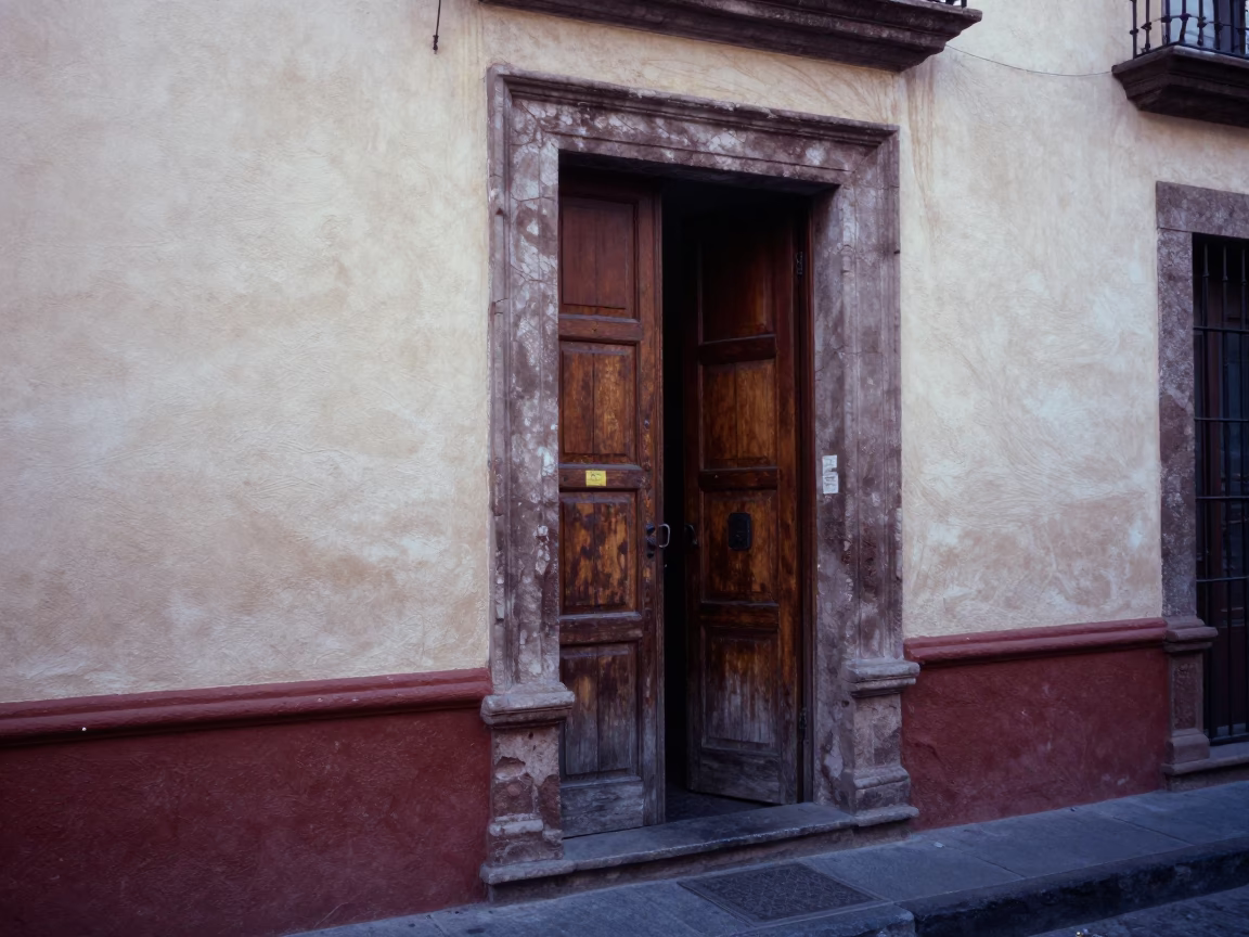 Early Morning Mexico City Street Scene with Vintage Details and Local Life in in Mexico City, Mexico