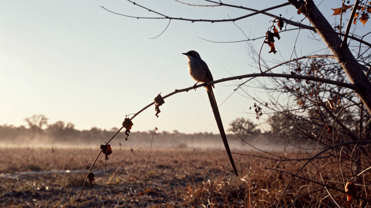 Early Morning Motmot Perched on Autumn Vine in near Rapid City