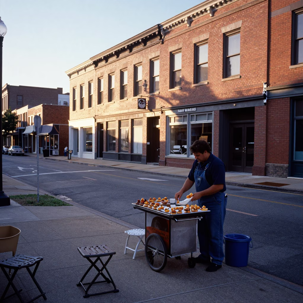 Early Morning Nashville Street Scene with Local Breakfast and Urban Architecture in in Nashville, Tennessee, United States
