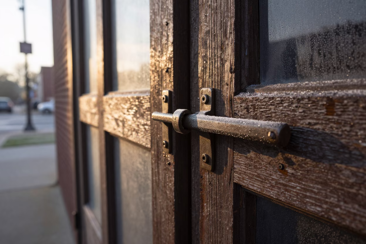 Early Morning Nashville Tennessee Street Scene with Condensation on Latch and Chisel in in Nashville, Tennessee, United States
