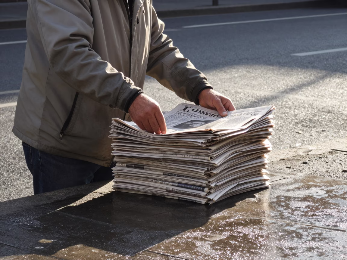 Early Morning Newspaper Delivery in Bilbao Spain Street Scene in in Bilbao, Spain