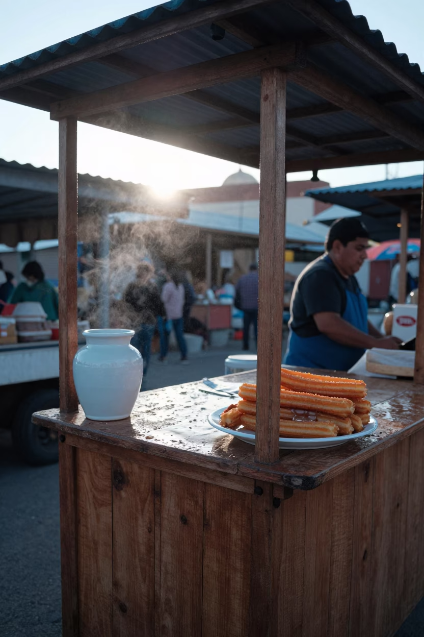Early Morning Oaxaca Market Stall with Condensation and Local Goods in in Oaxaca, Mexico