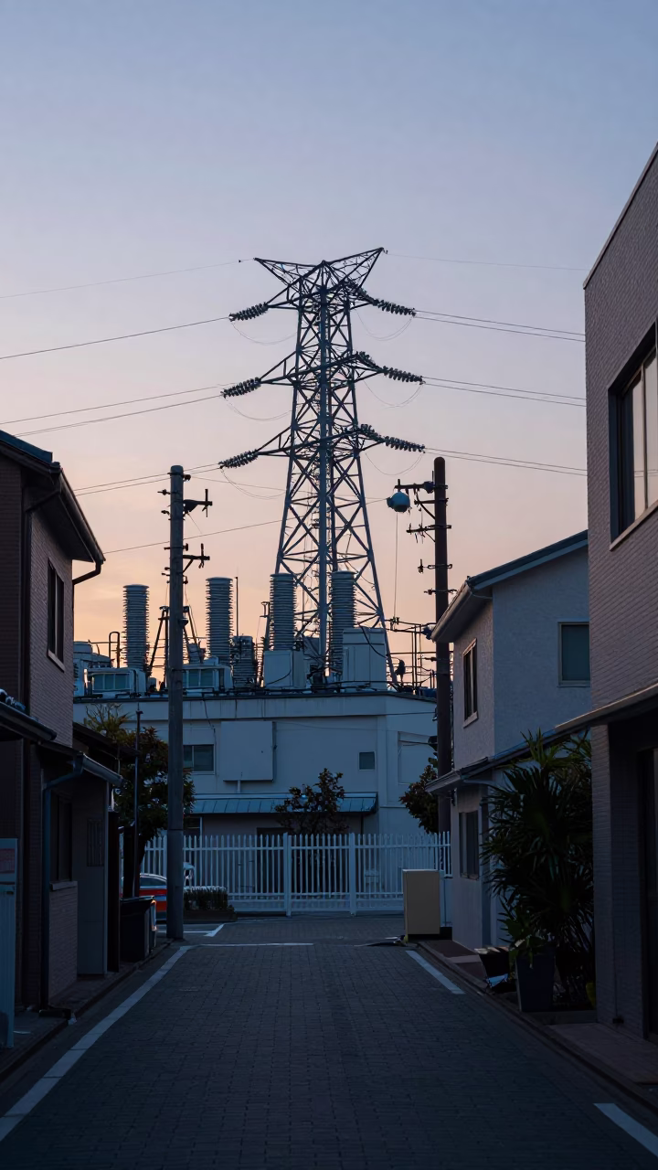 Early Morning Osaka Street Scene with Urban Infrastructure and Quiet Dawn Light in in Osaka, Japan