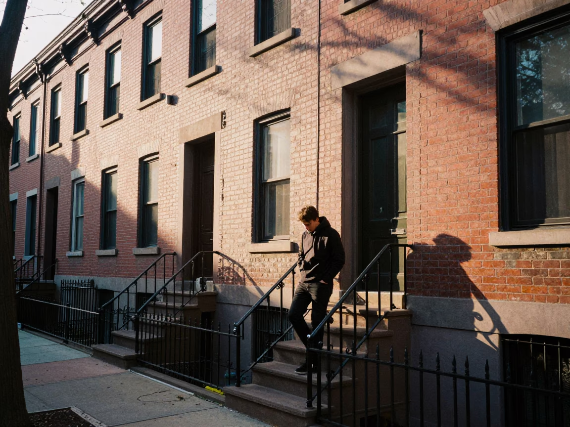 Early Morning Philadelphia Street Scene with Hinge and Urban Details in in Philadelphia, Pennsylvania, United States
