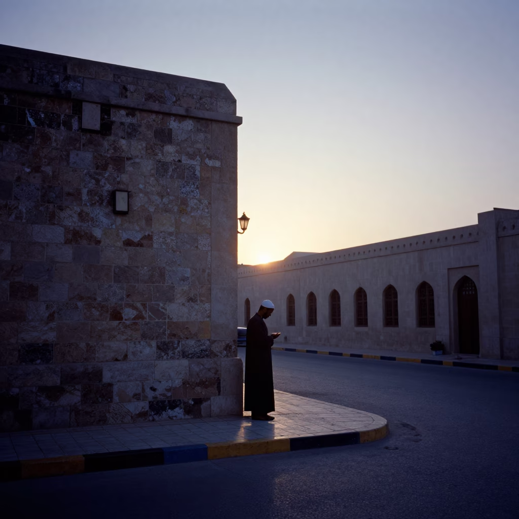 Early Morning Prayer Scene in Muscat Oman Before Sunrise with Prayer Beads in in Muscat, Oman