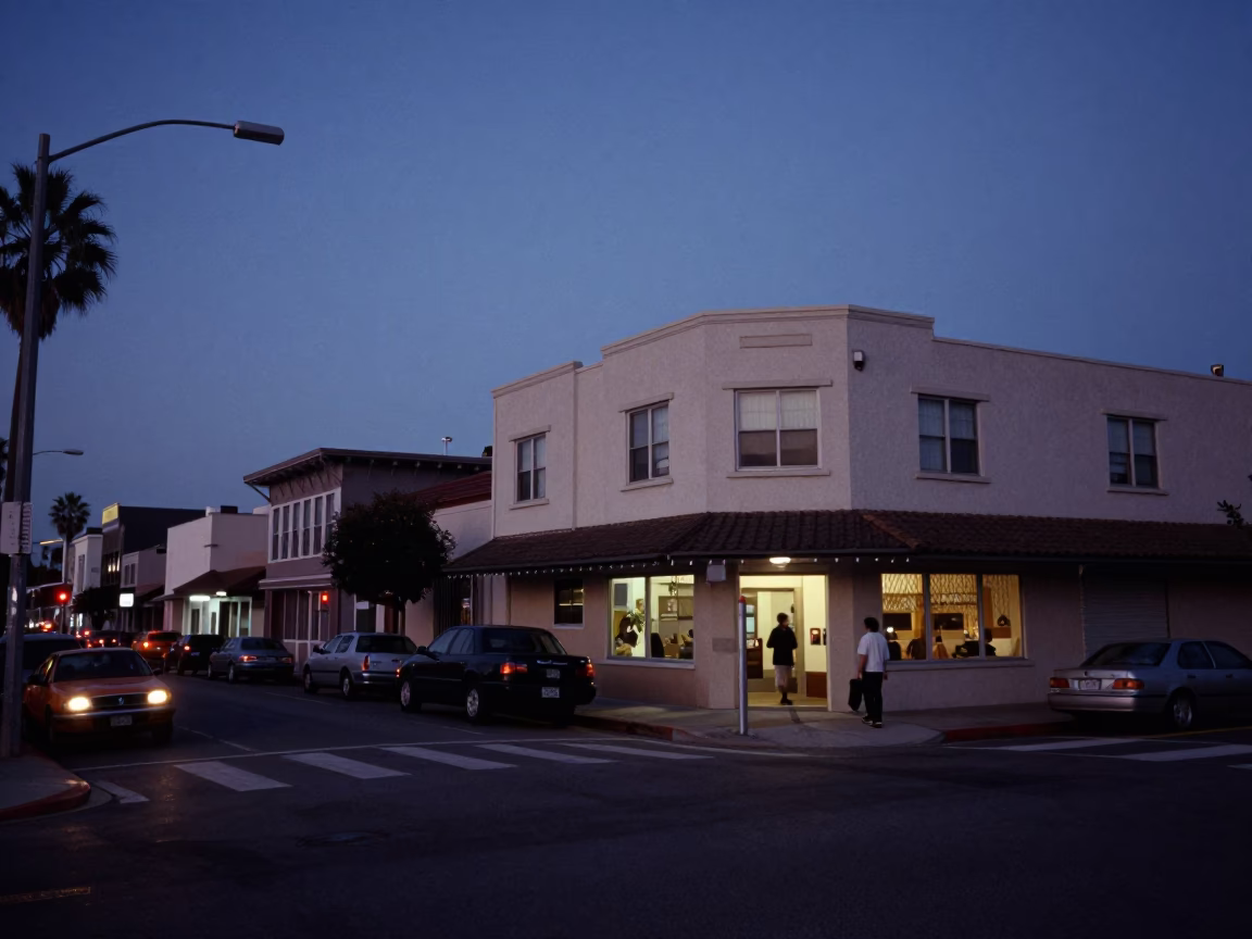 Early Morning San Diego Street Scene Before Dawn with Vintage Details in in San Diego, California, United States