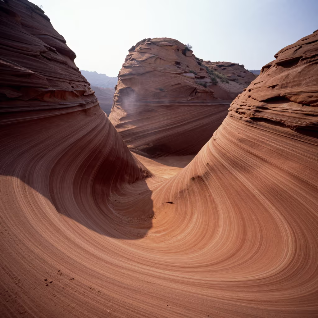 Early Morning Sandstone Wave with Sea Spray in in Guizhou