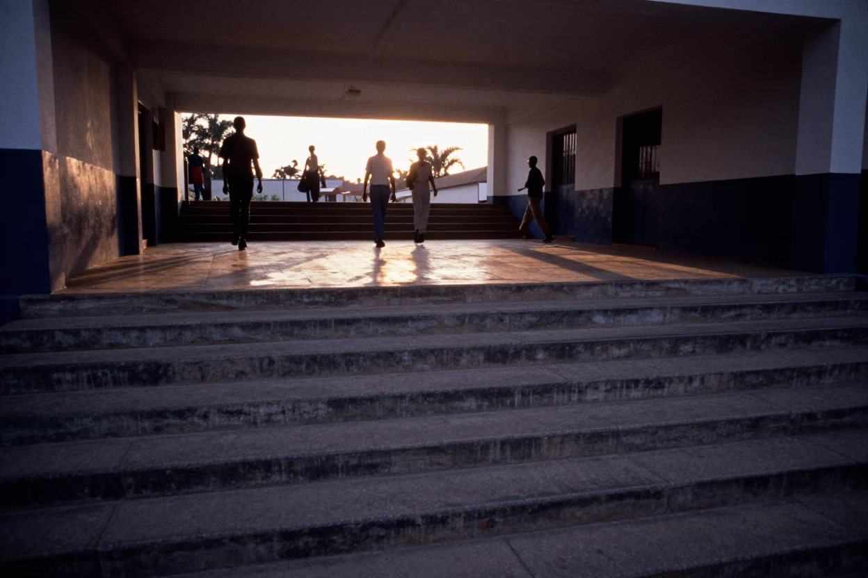 Early Morning School Staircase in Accra Ghana Before Sunrise in in Accra, Ghana