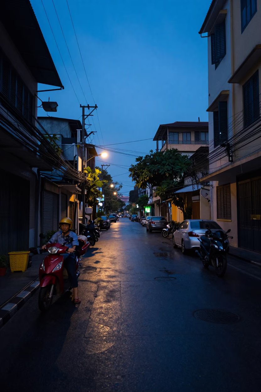 Early Morning Street Life in Ho Chi Minh City Vietnam Before Dawn in in Ho Chi Minh City, Vietnam