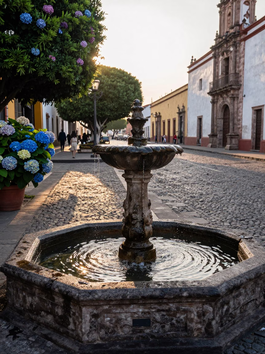 Early Morning Street Life in Merida Mexico with Hydrangeas and Vintage Details in in Merida, Mexico