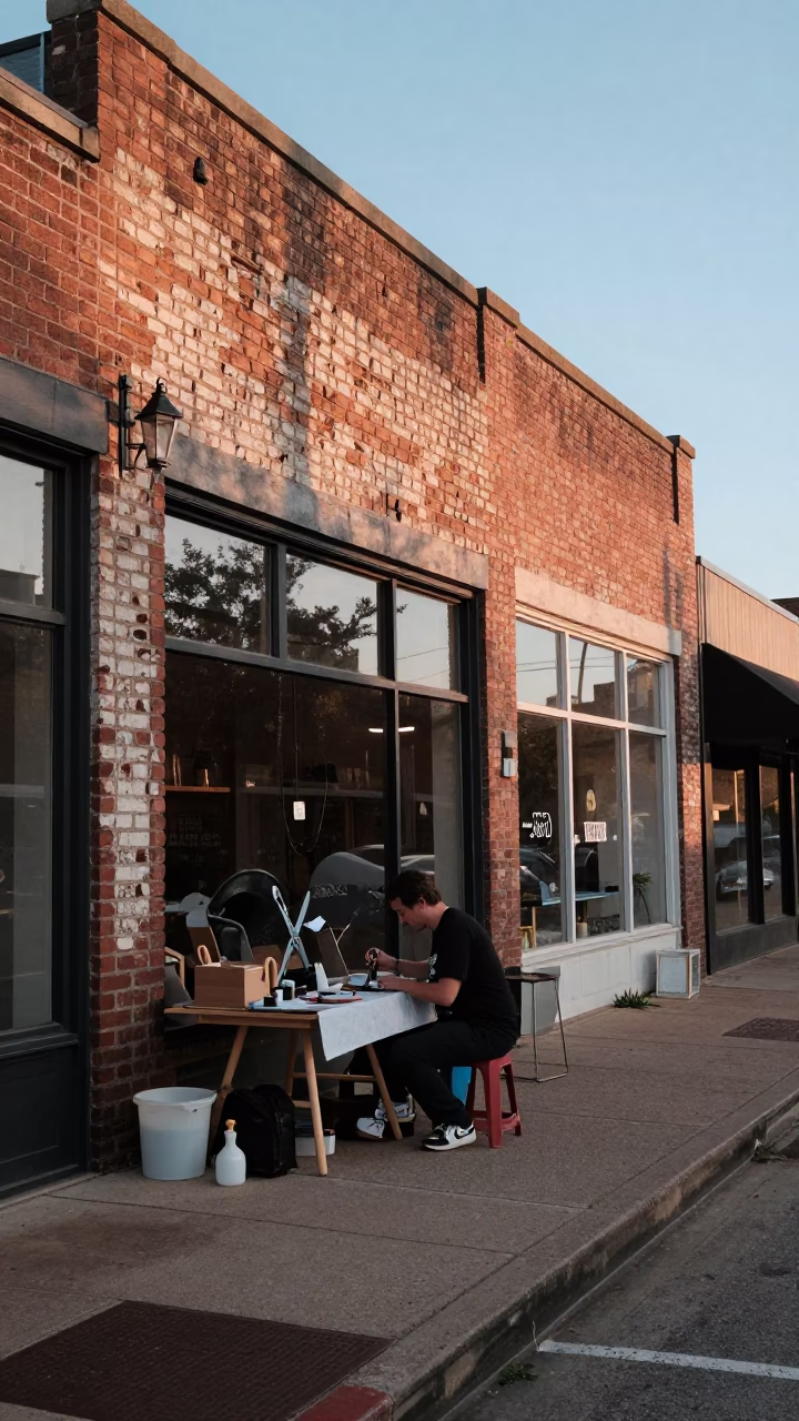 Early Morning Street Scene in Austin Texas with Tailor Shears and Condensation in in Austin, Texas, United States