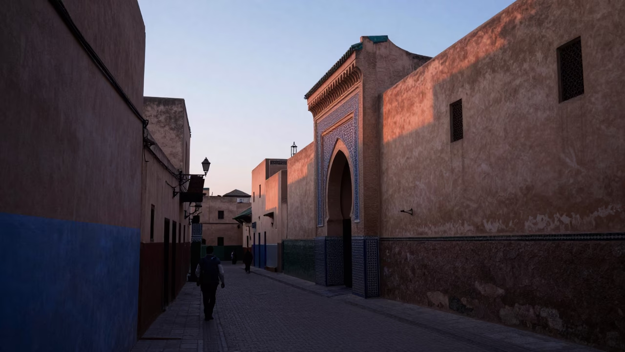 Early Morning Street Scene in Fez Medina Morocco Before Sunrise in in Fez, Morocco