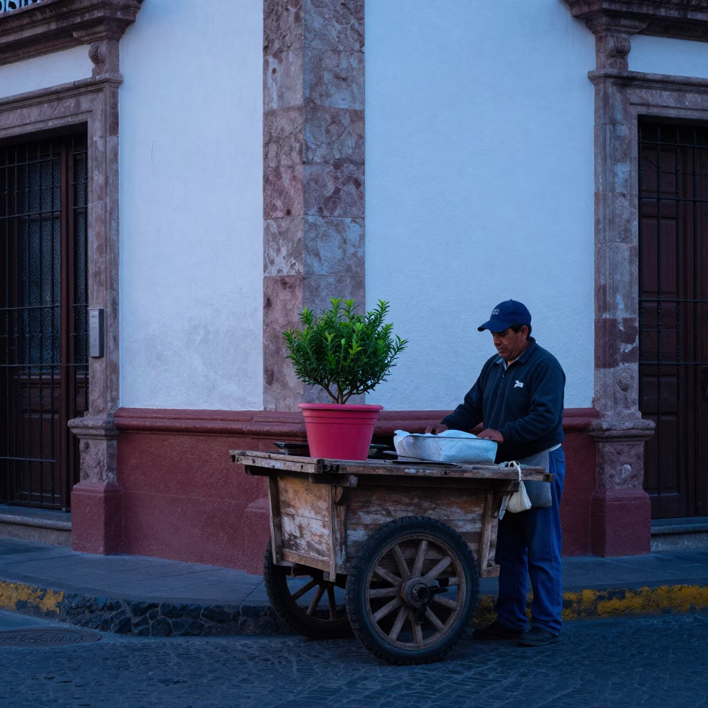 Early Morning Street Scene in Guadalajara Mexico with Lived-In Details in in Guadalajara, Mexico