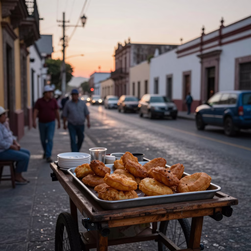 Early Morning Street Scene in Guadalajara Mexico with Local Breakfast and Condensation in in Guadalajara, Mexico