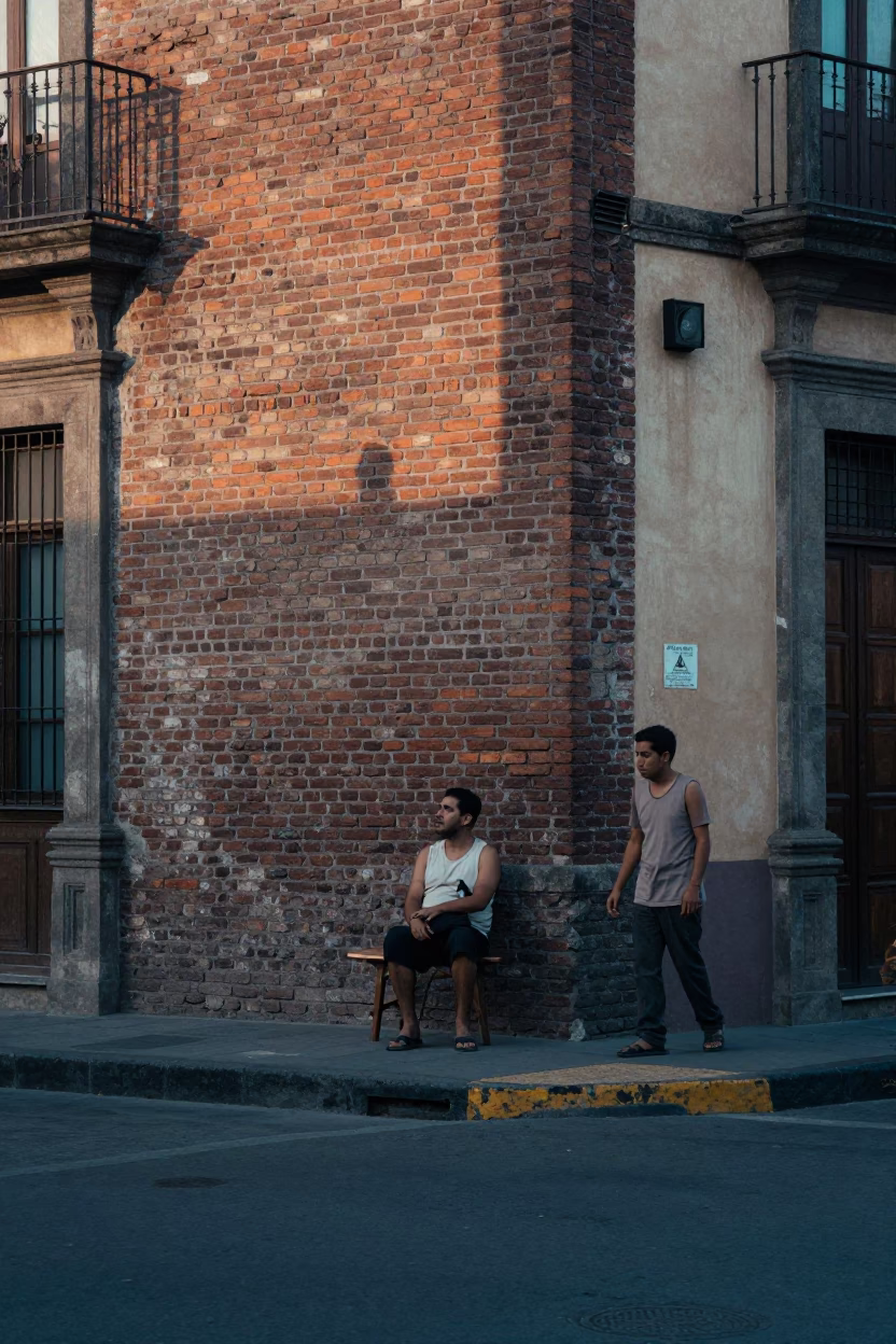 Early Morning Street Scene in Mexico City with Vintage 1980s Aesthetic and Local Details in in Mexico City, Mexico