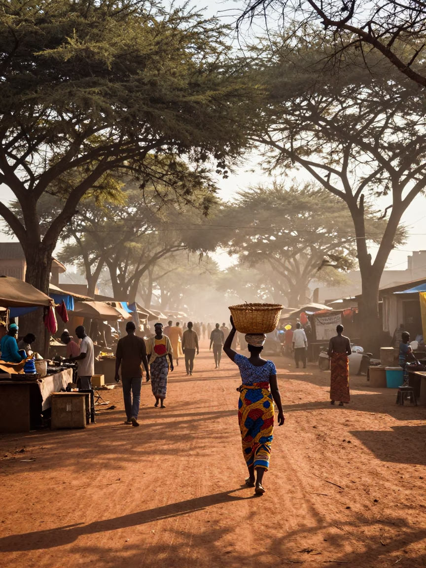 Early Morning Street Scene in Nairobi Kenya with Local Market Activity and Urban Details in in Nairobi, Kenya