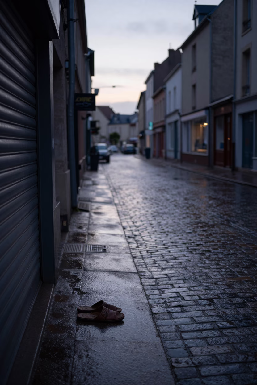 Early Morning Street Scene in Nice France Before Dawn with Local Details in in Nice, France