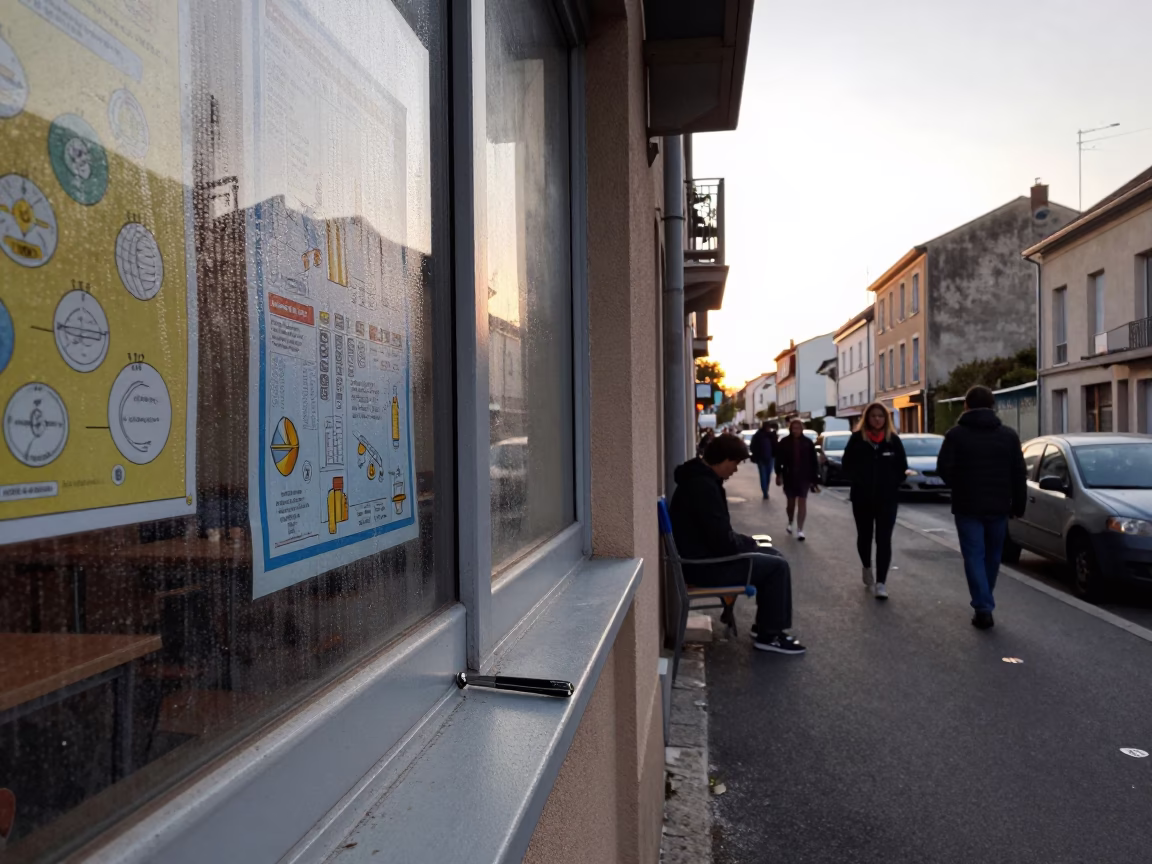 Early Morning Street Scene in Nice France with Condensation and Local Details in in Nice, France